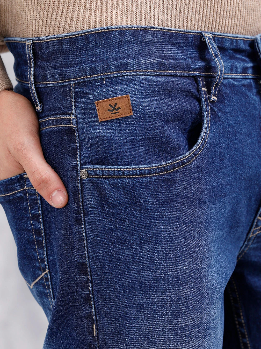 Men Casual Skinny Crop Jeans | Dark Stone