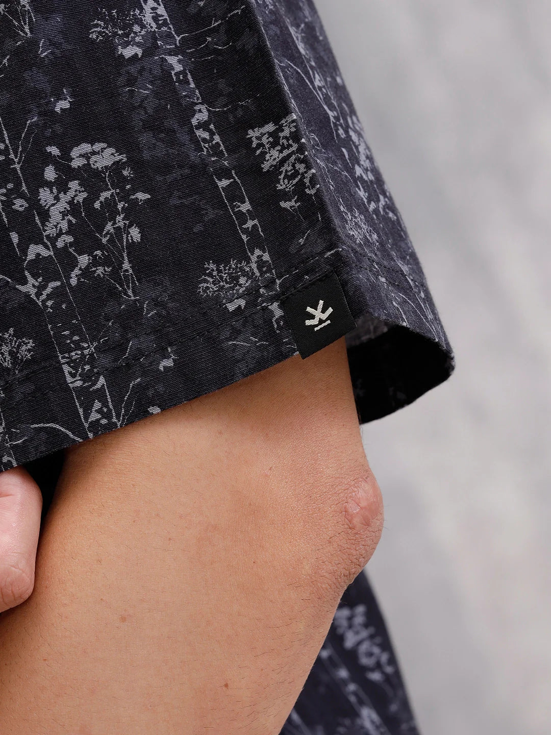 Nature Inspired 100% Cotton Aop Printed Oversized Shirt  |  Black