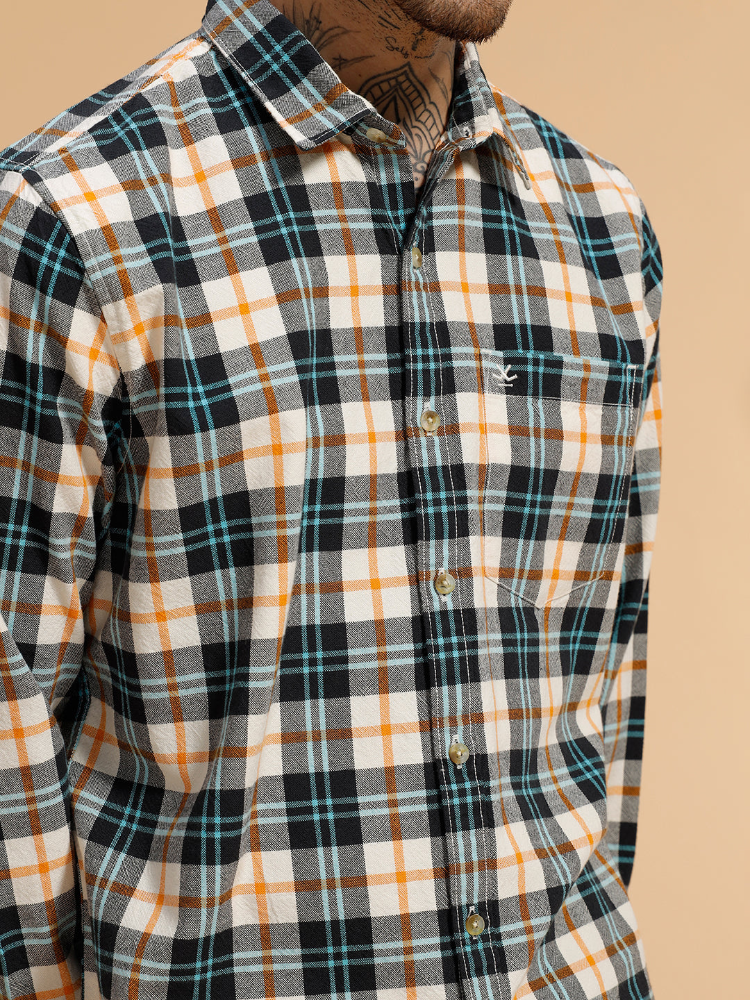 Checked Full Sleeve Cotton Shirt | Blue