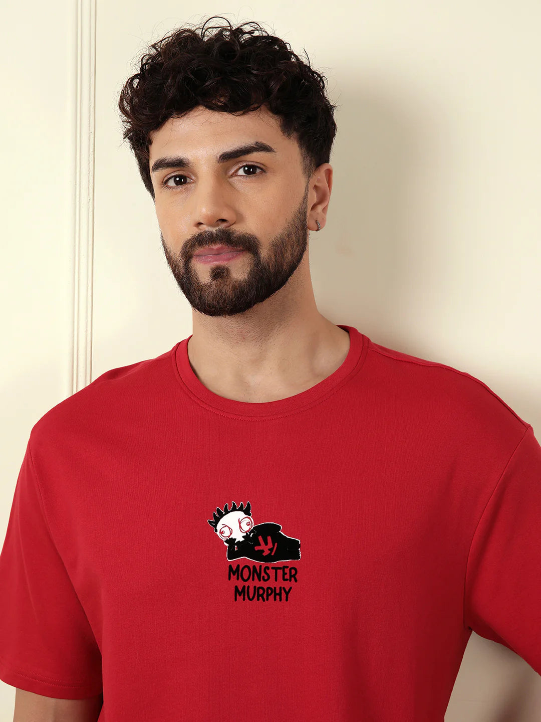 Heavy GSM Printed Monster T-Shirt | Red