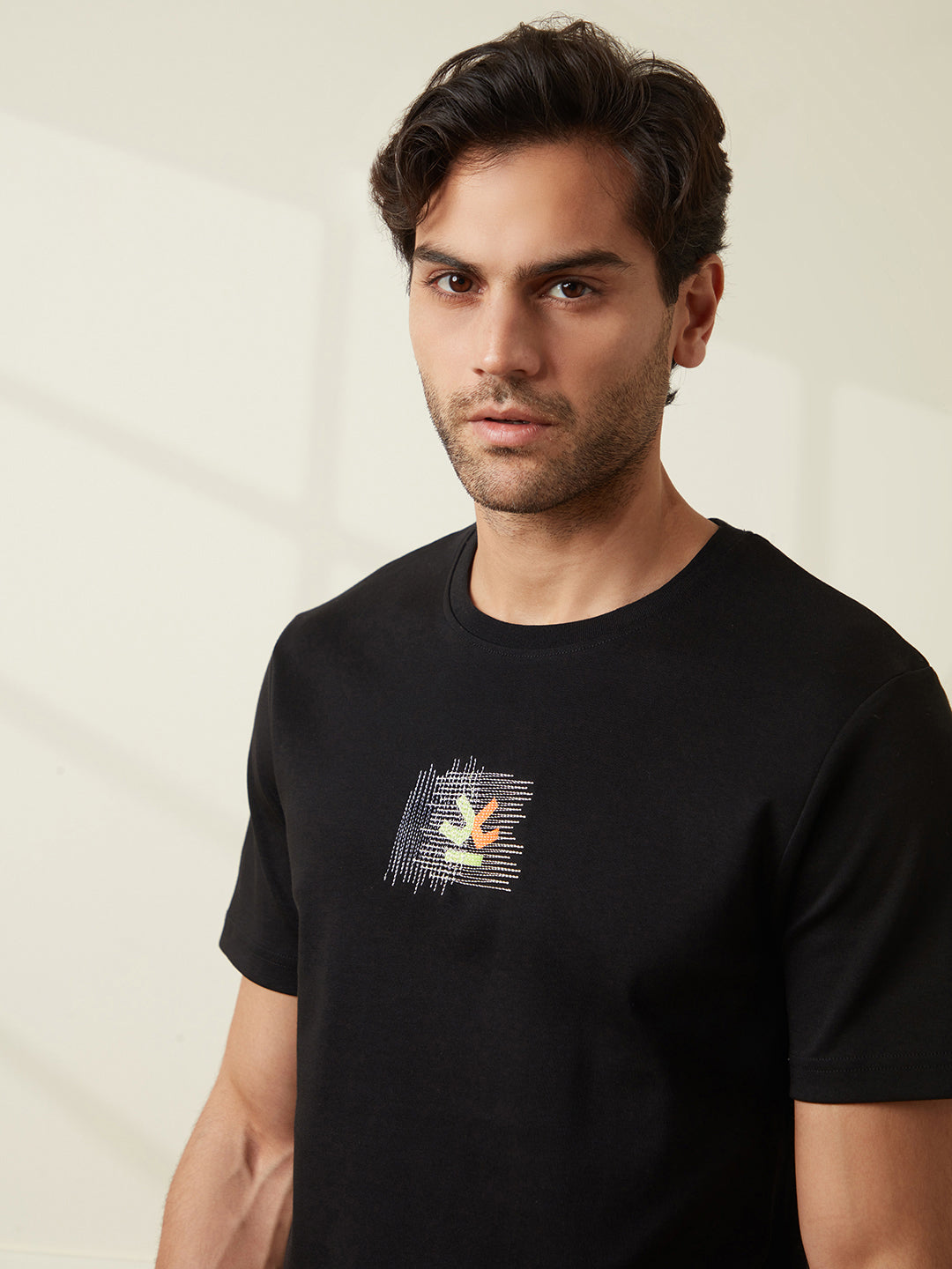 Embroidered Slim Fit T-Shirt | Black