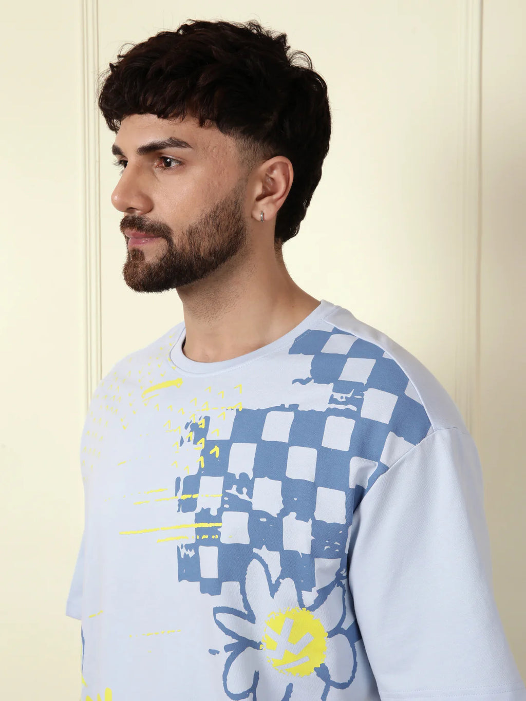 Heavy GSM Placement Print T-Shirt | Blue