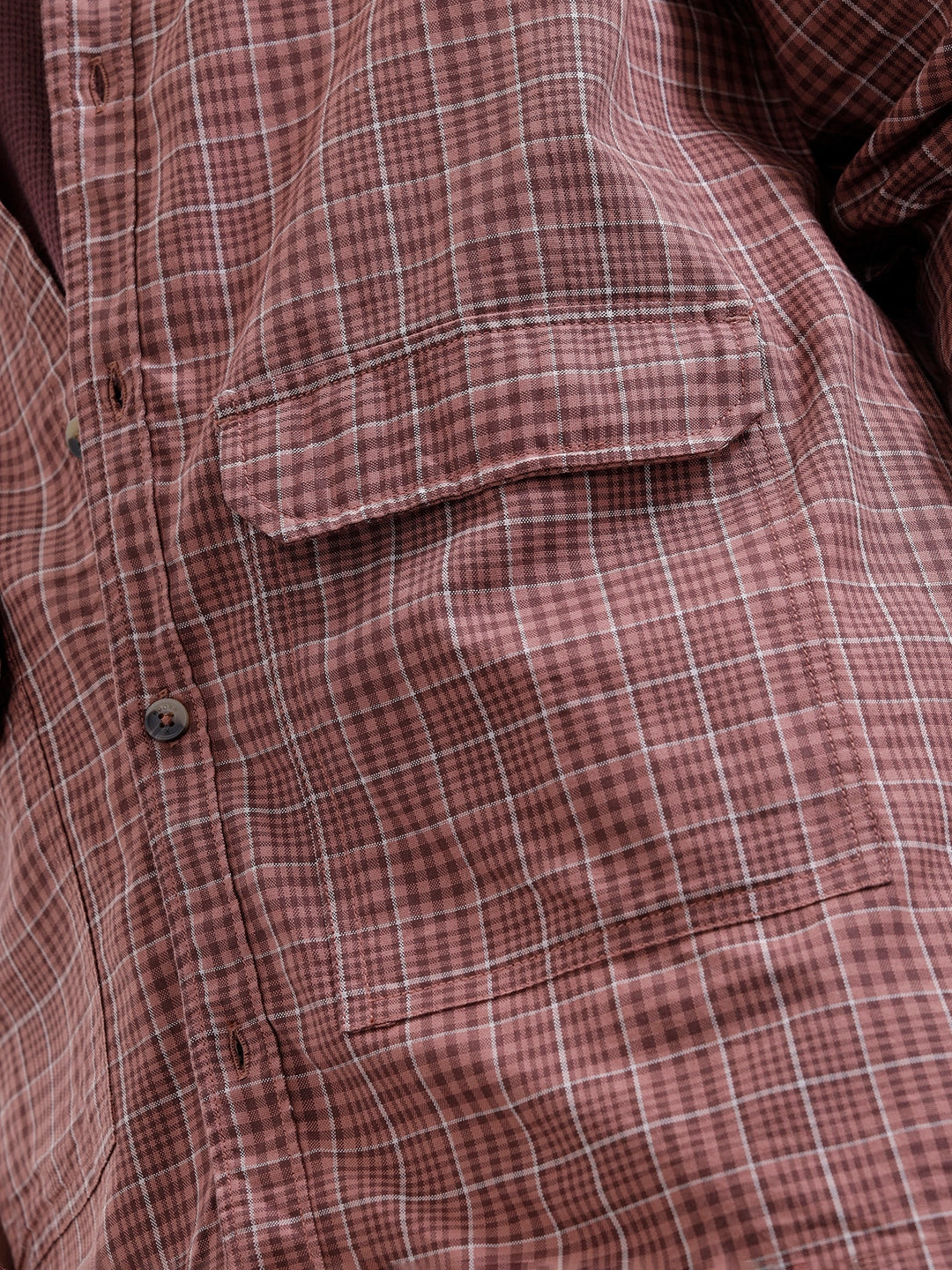 Men's Casual Oversized Fit Double Pocket Shirt | Brown