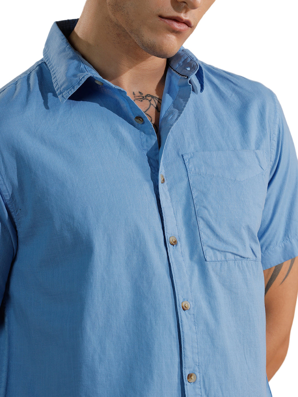 Cotton Slub Overdyed Shirt | Blue