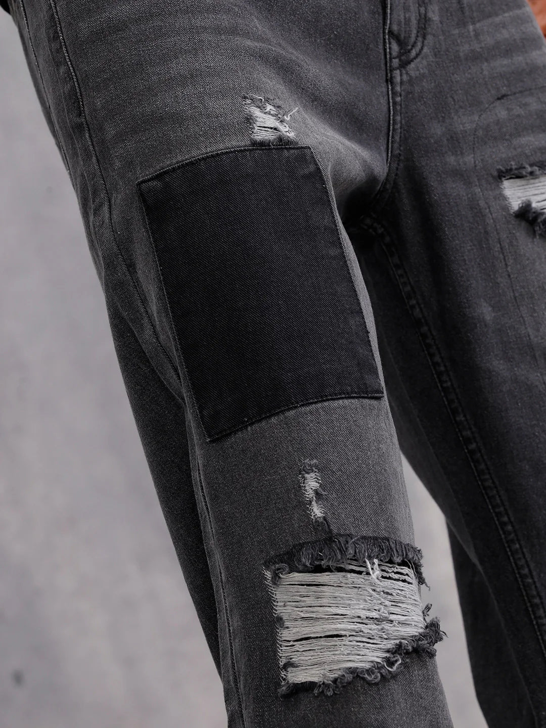Heavy Distressed Loose Fit Denim I Grey