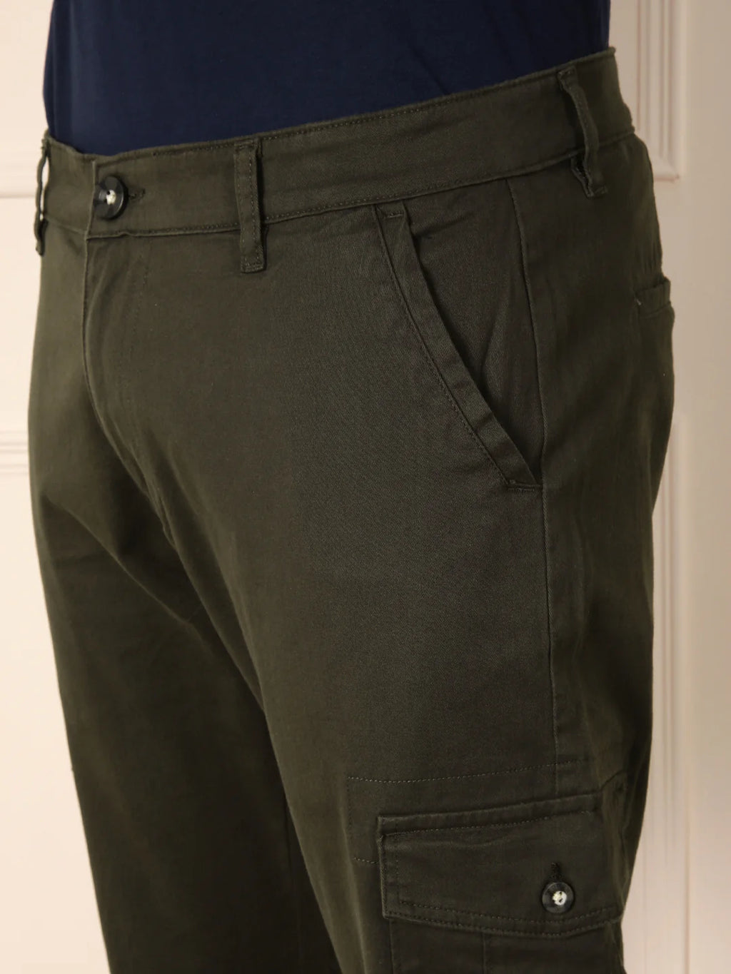 Peached Cotton Cargo Trouser | Olive
