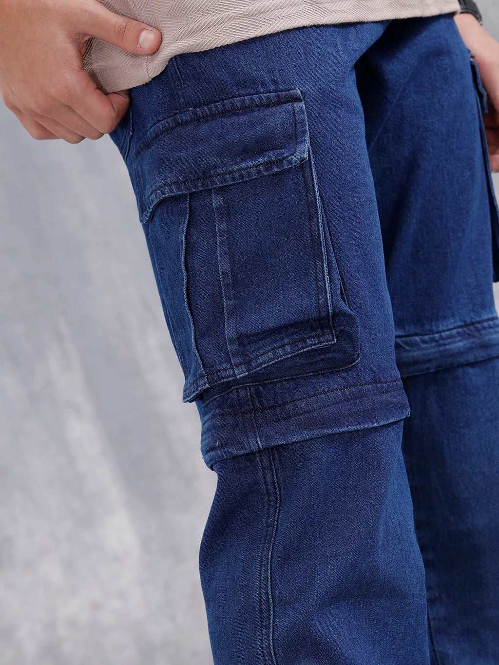 Men's Casual Loose Cargo Fit Jeans | Dark Stone