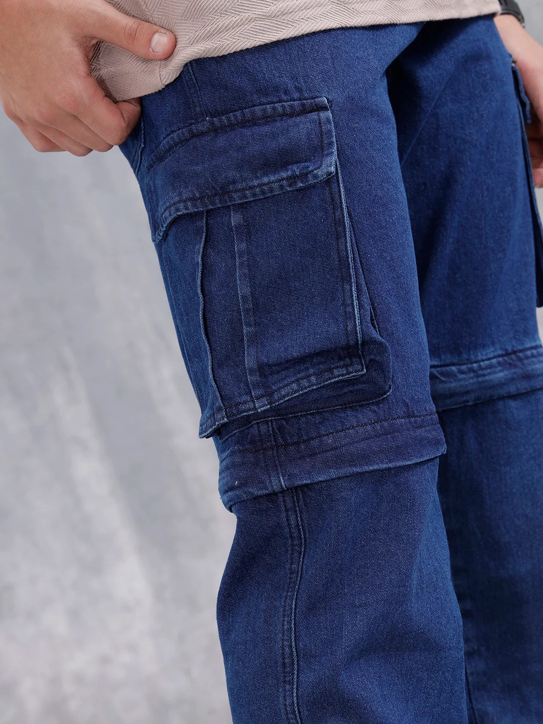 Men's Casual Loose Cargo Fit Jeans | Dark Stone