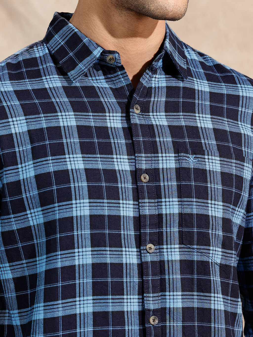 Oxford Checked Shirt | Navy Blue