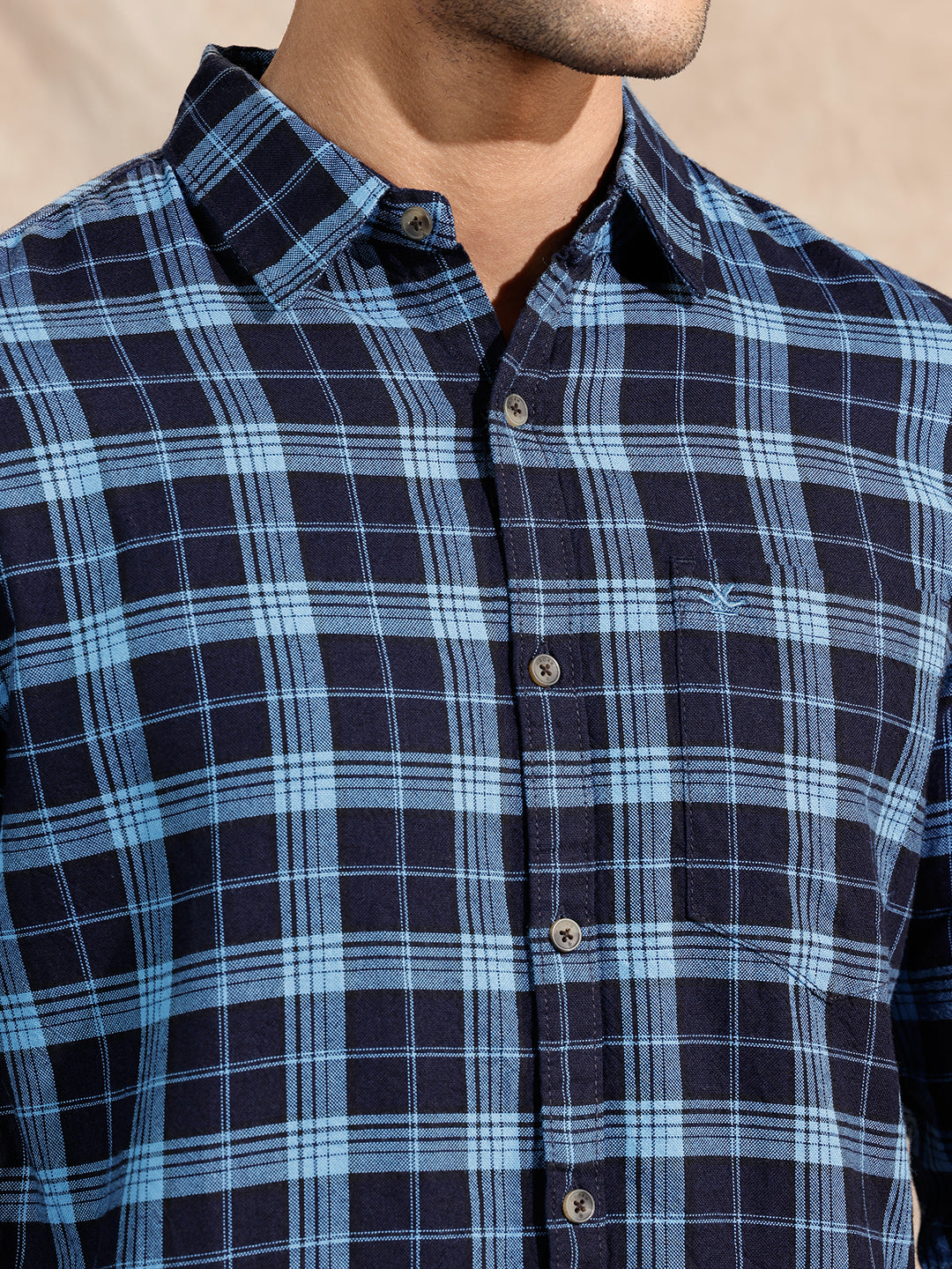 Oxford Checked Shirt | Navy Blue