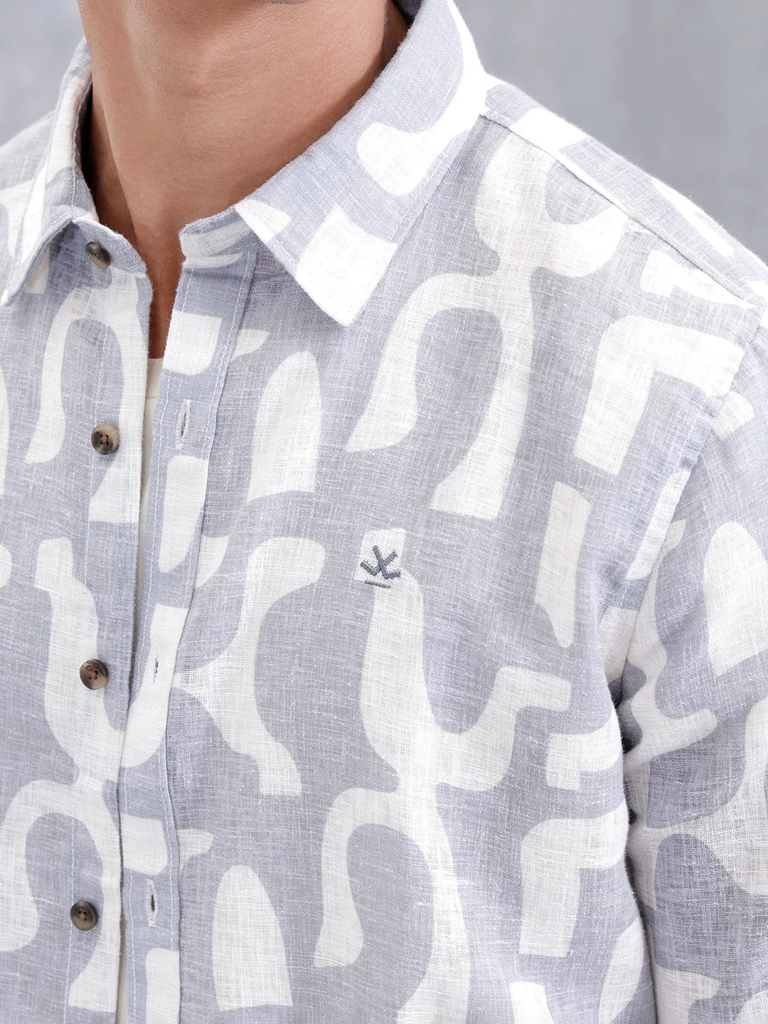 Abstract Aop Printed Regular Fit Shirt | Grey