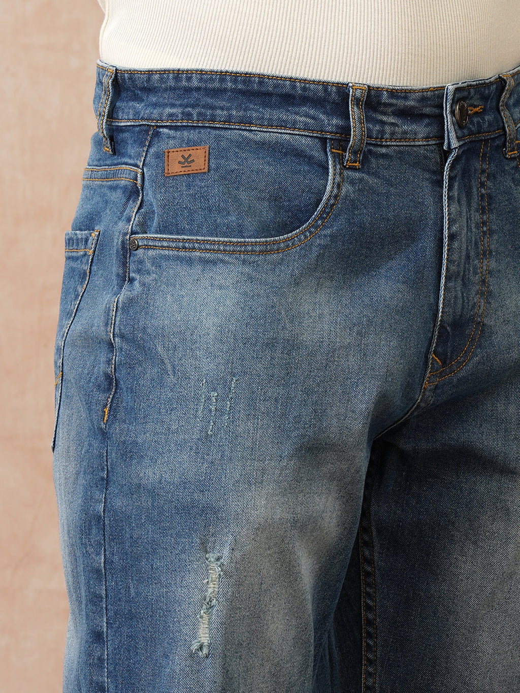 Mildly Distressed Anti Fit Jeans | Blue
