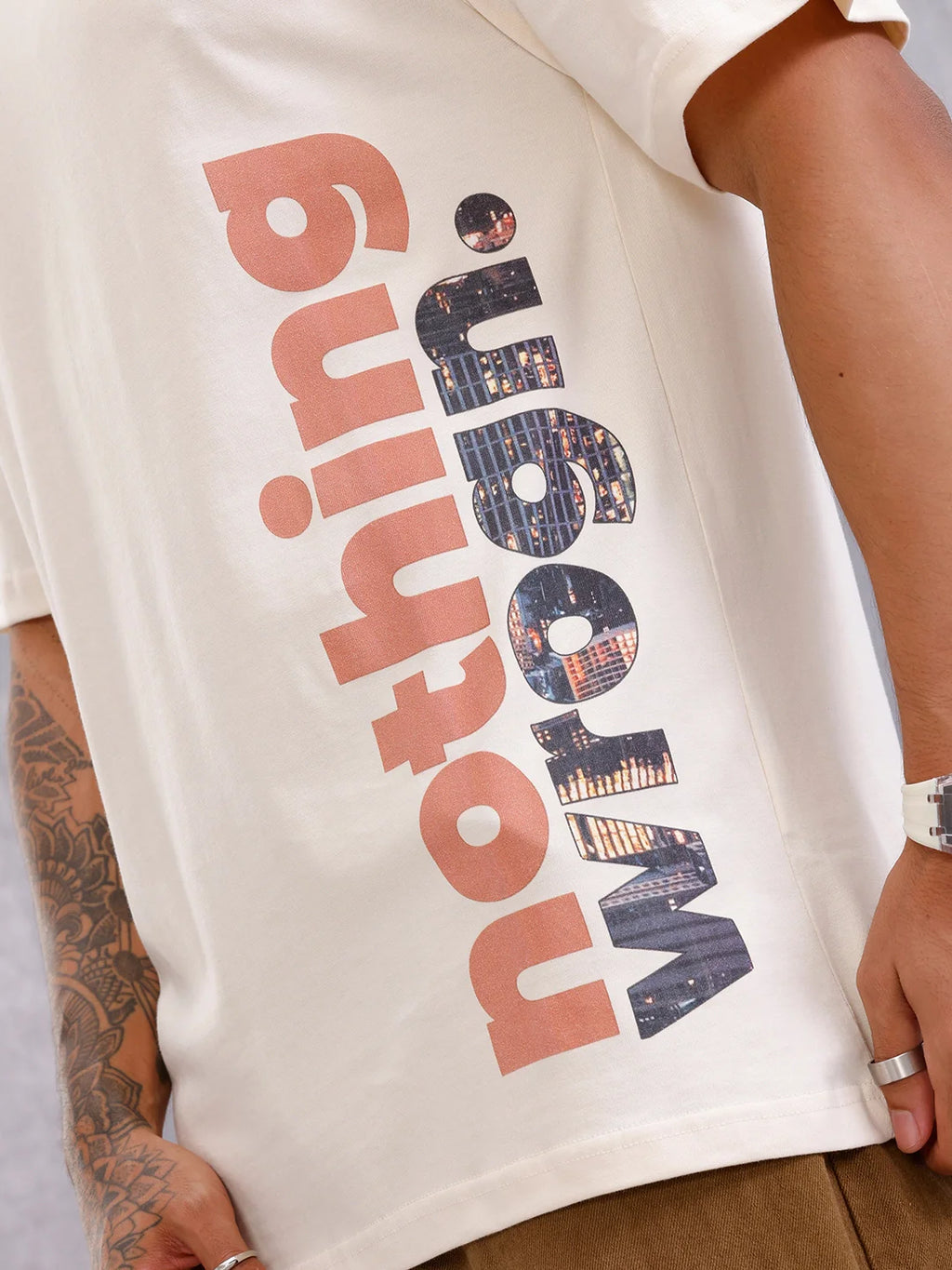 Graphic Printed Casual Look T-shirt | Beige