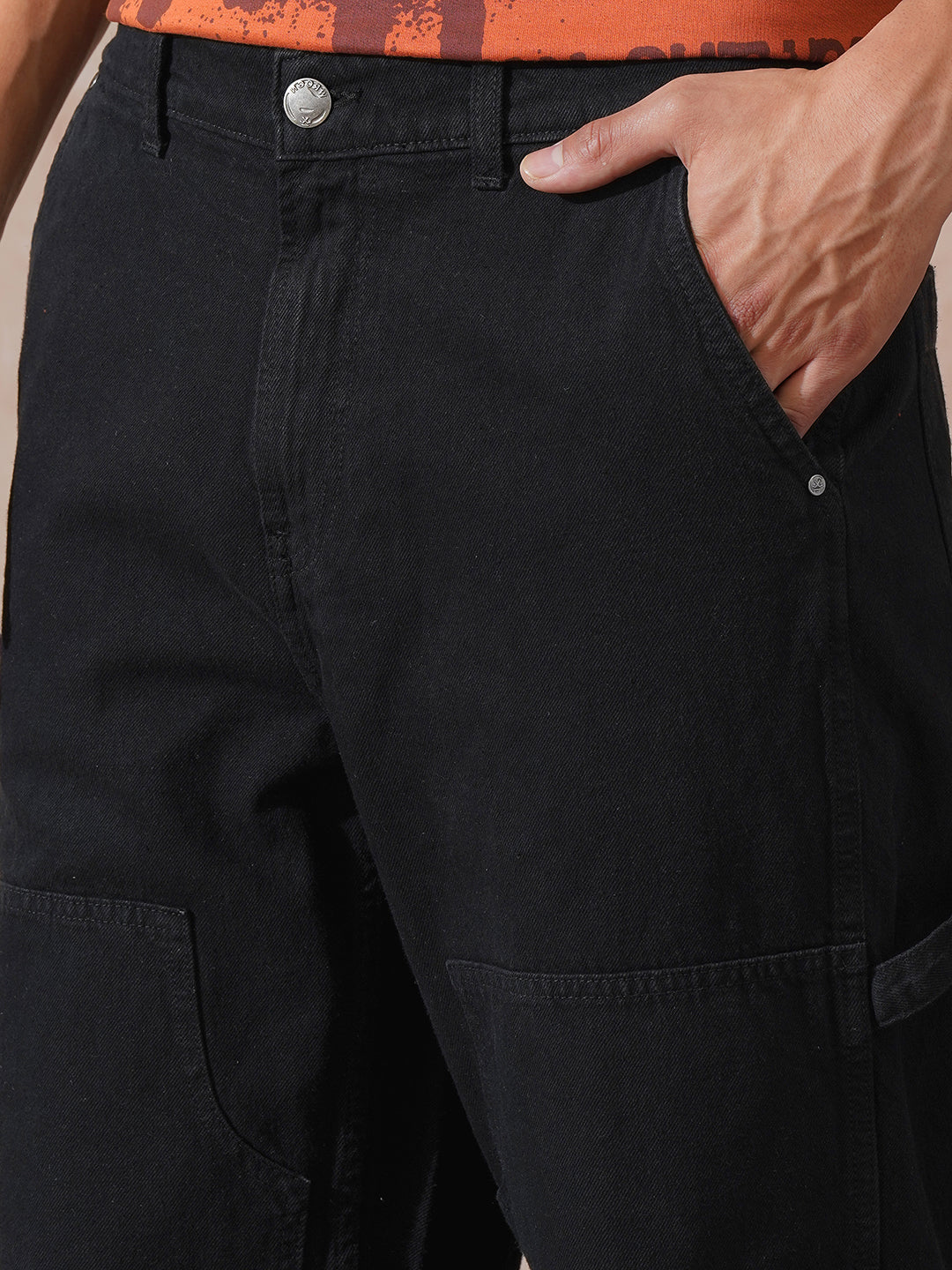 Carpenter Style Loose Fit Trouser | Black