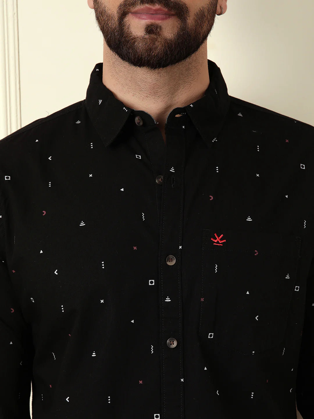 Dots & Dashes Black AOP Shirt