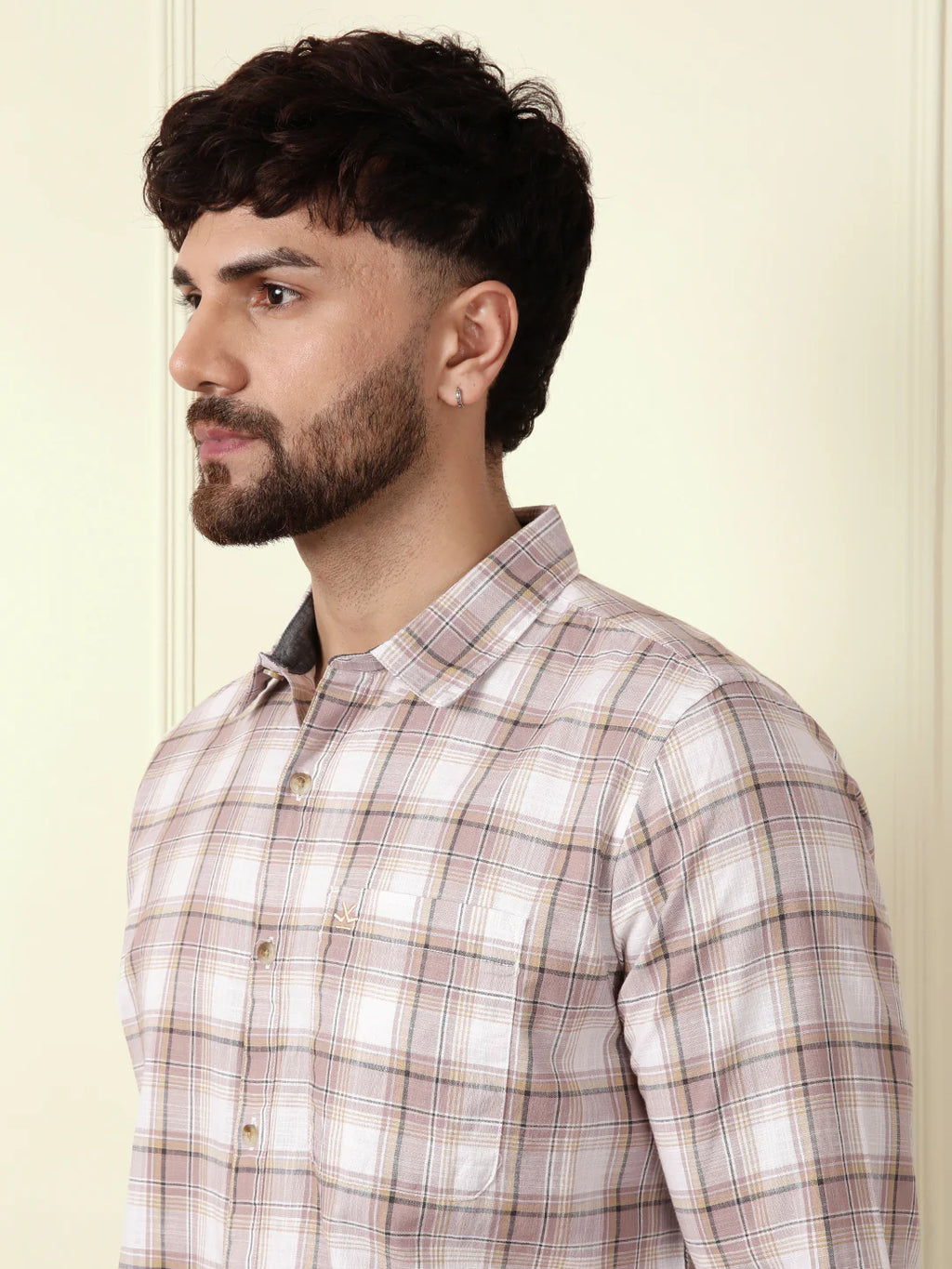 Checked Cotton Slub Summer Shirt | Pink