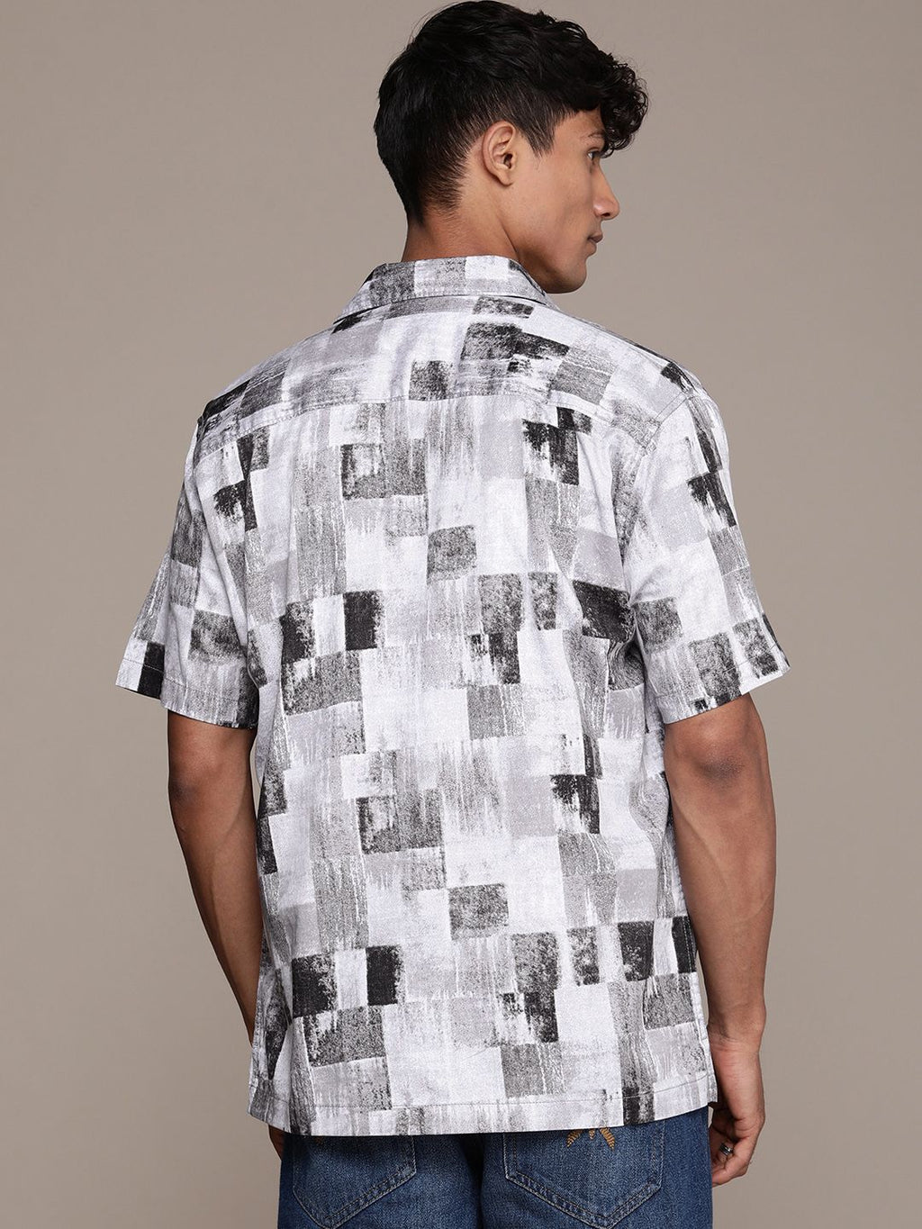 Abstract Plain Grey AOP Shirt
