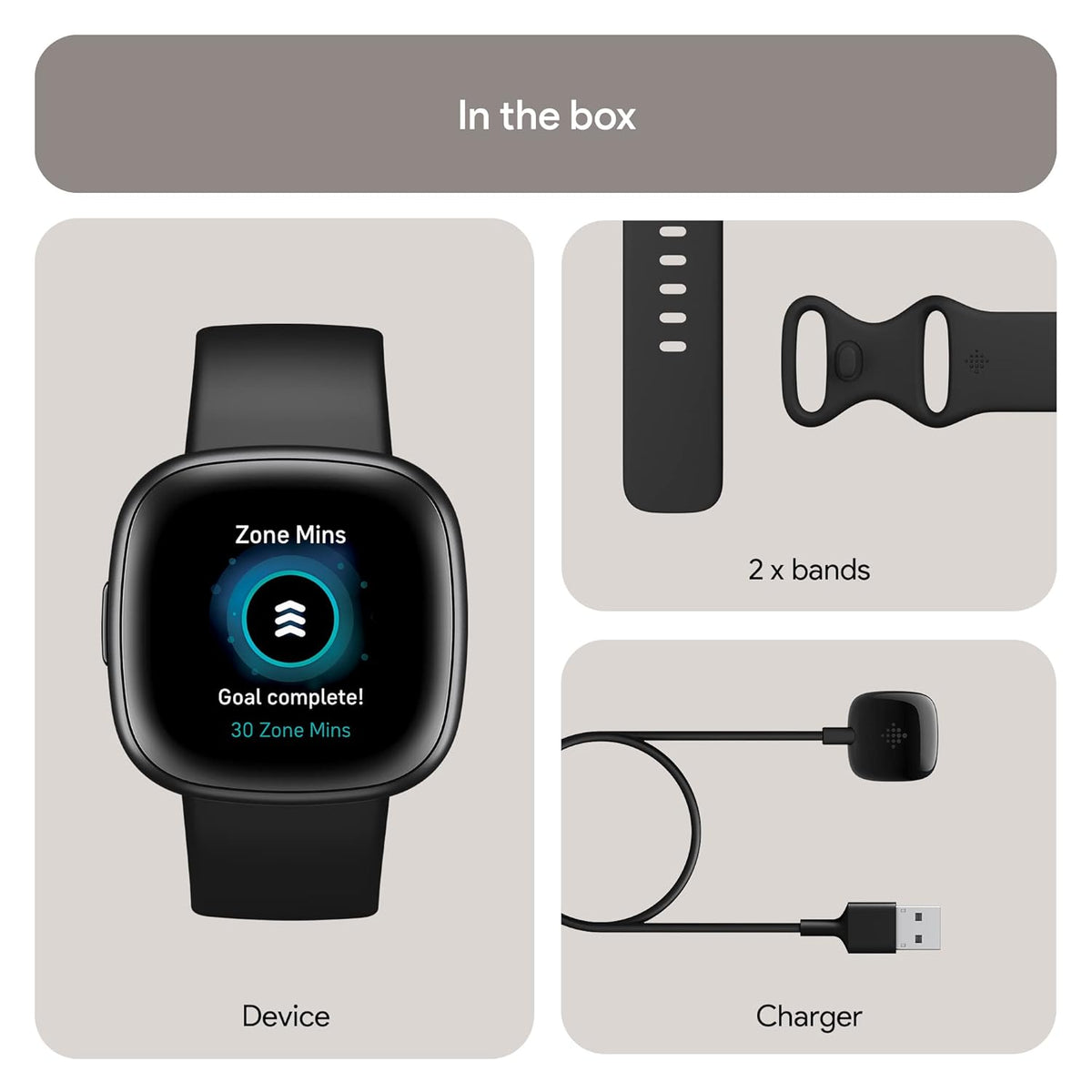 Fitbit Versa 4 Fitness Smartwatch with Daily Readiness, GPS, 24/7 Heart Rate, 40+ Exercise Modes, Sleep Tracking and more, One Size (S & L Bands Included)