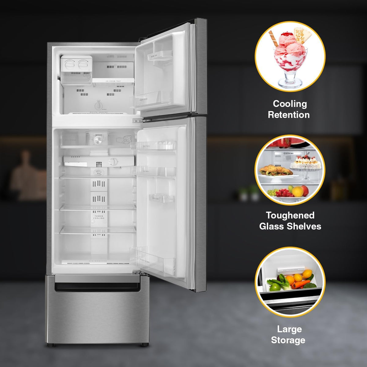 Whirlpool 215 L Frost Free Triple-Door Refrigerator [FP 223D PROTTON ROY RADIANT STEEL(Z) ]