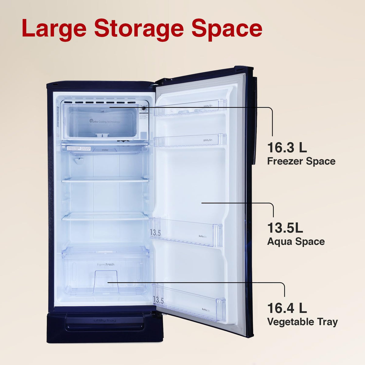 Godrej 180 L 5 Star Single Door Refrigerator (RD EDGENEO 207E TDF MP BL, Maple Blue)