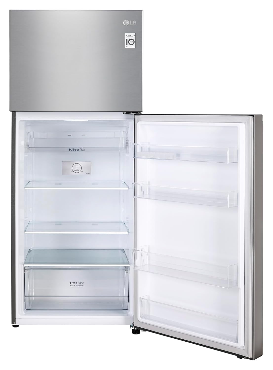 LG 380 L 3 Star Frost-Free Smart Inverter Double Door Refrigerator (GL-S412SPZX, Shiny Steel)