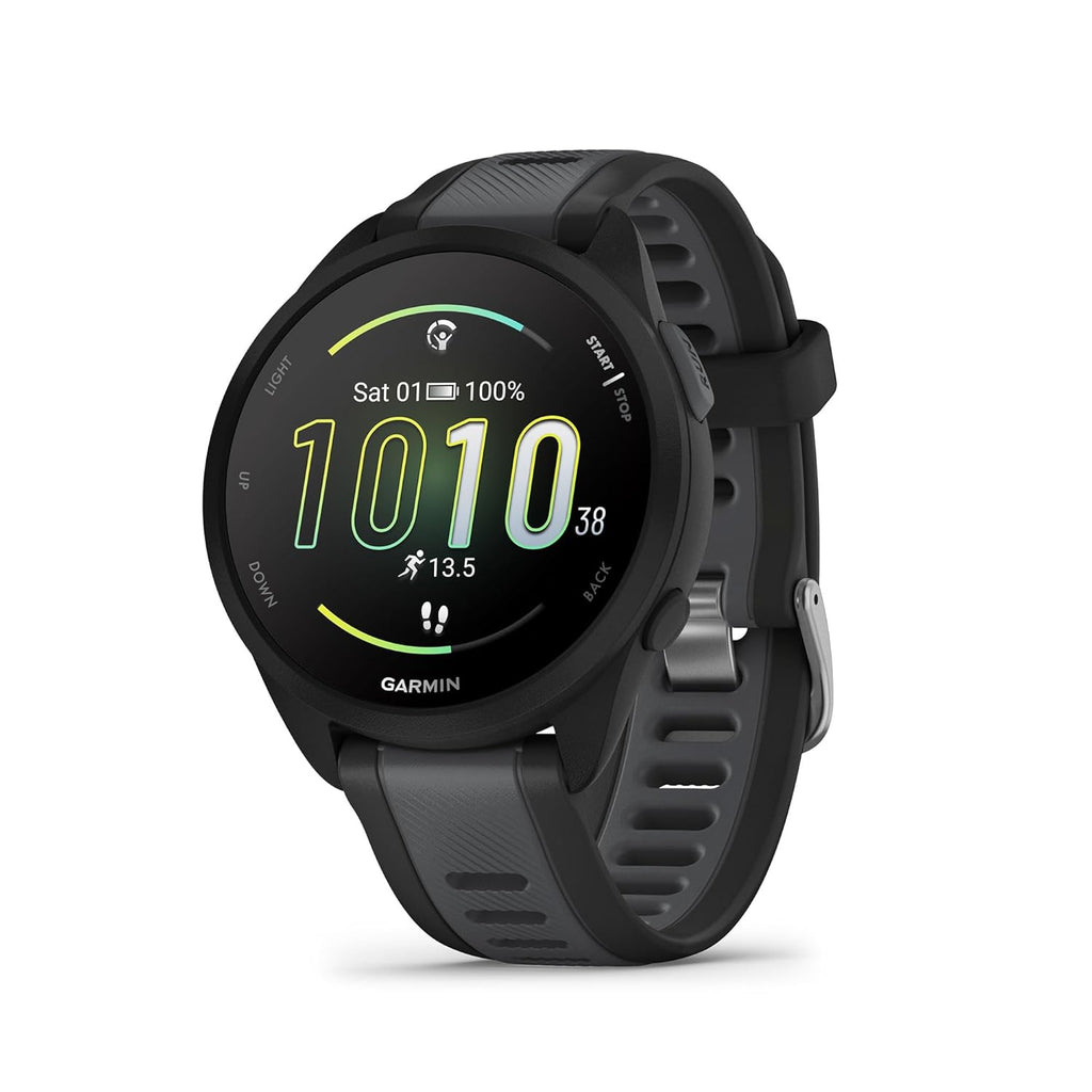 Garmin Forerunner 165, Running Smartwatch with GPS, Colorful AMOLED Display, Training Metrics and Recovery Insights, (Black/Salte Gray)