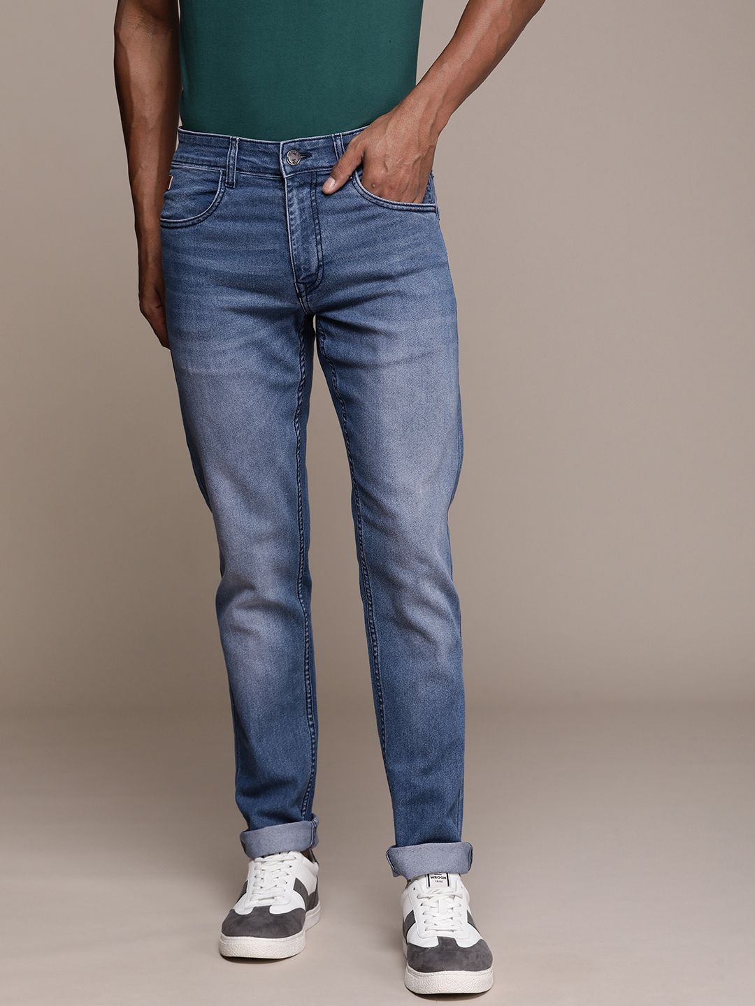 Striking Slim Fit Mid-Rise Light Fade  Jeans