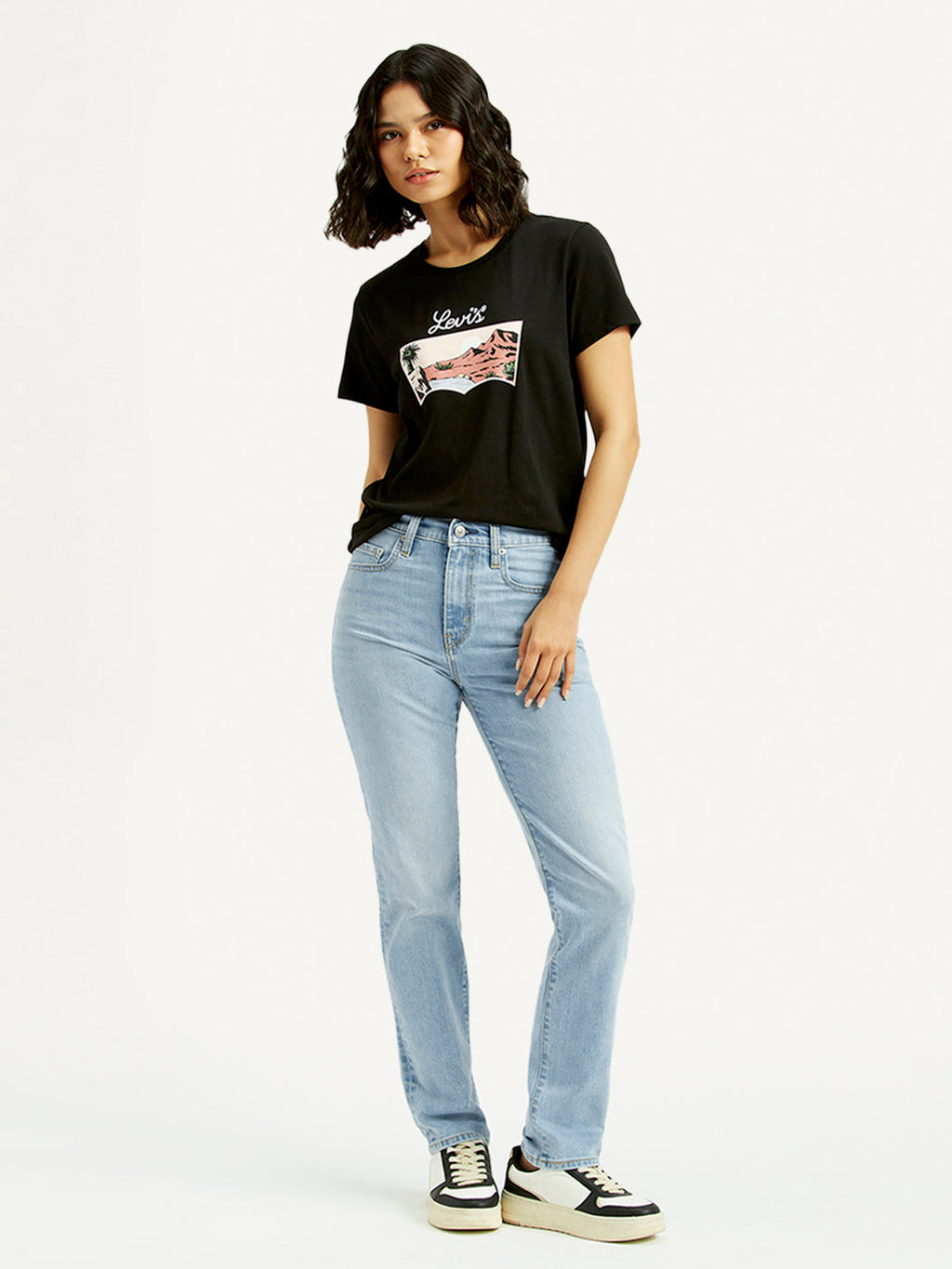 Women's 724 Light Blue Straight Fit High Rise Jeans