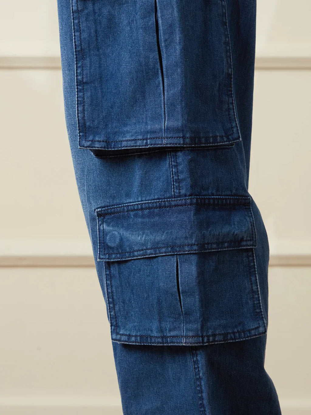 Faded Loose Fit Denim Cargo | Blue