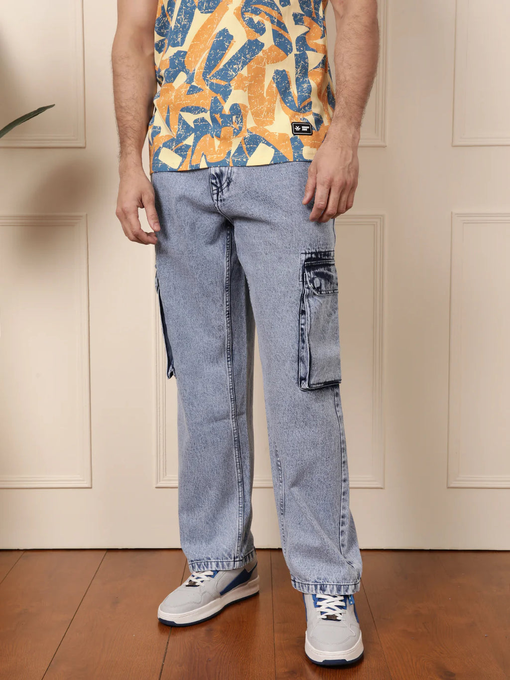 Loose Fit Superstone Denim Cargo | Light Blue