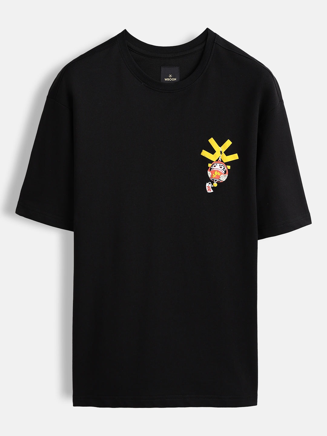 Men’s bold chest print oversized T-shirt | Black