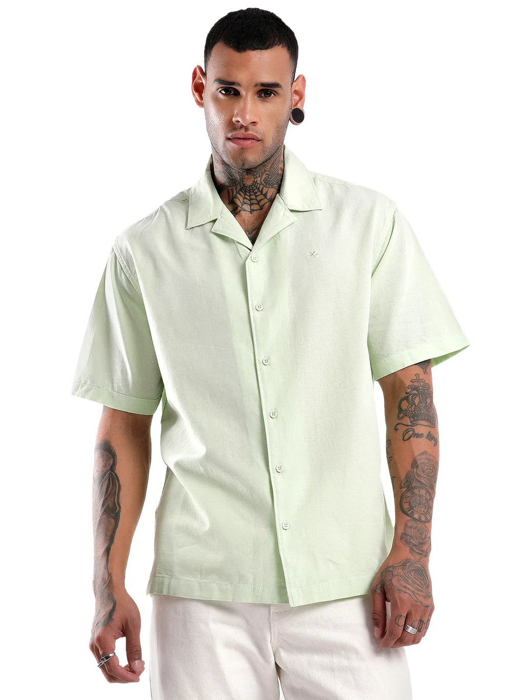 Mint Resort Collar Solid Shirt