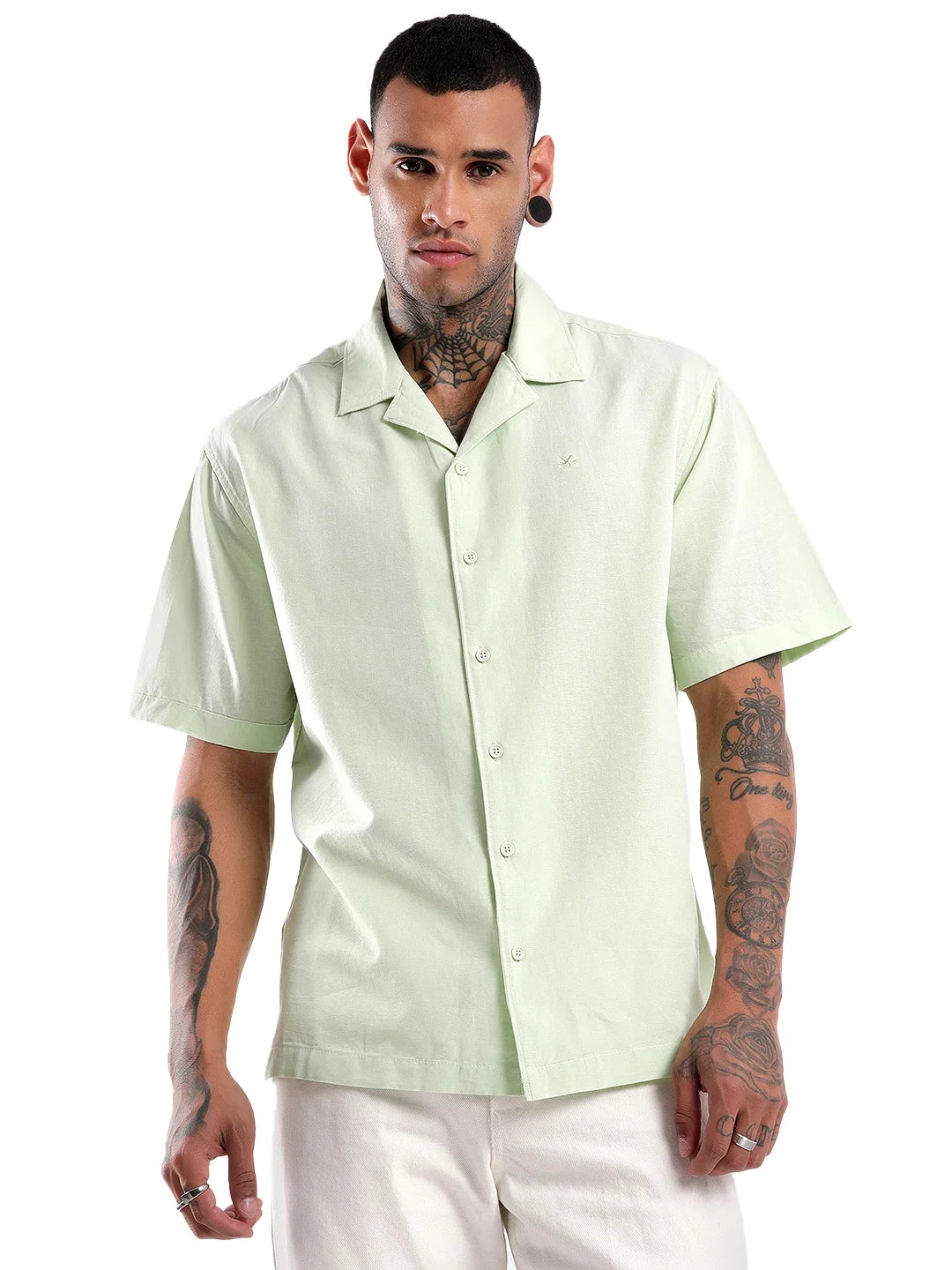 Mint Resort Collar Solid Shirt