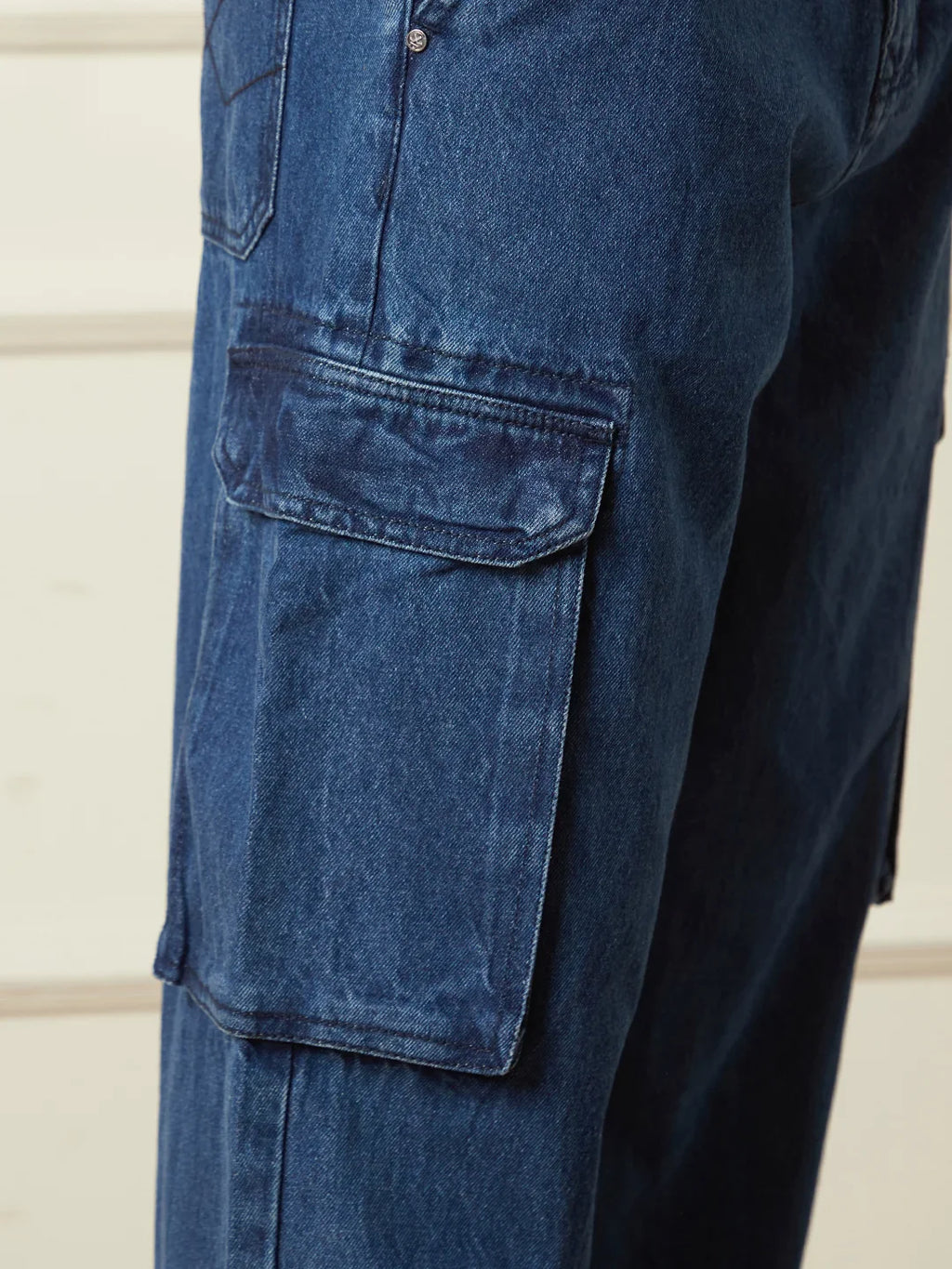 Loose Fit Darkstone Denim Cargo | Blue