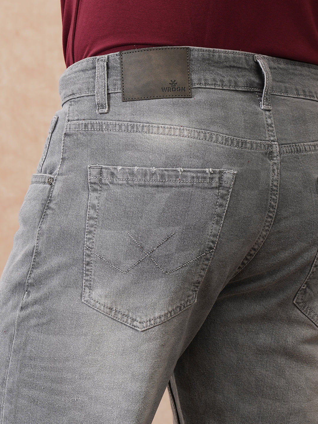Laser Print Anti Fit Jeans | Grey