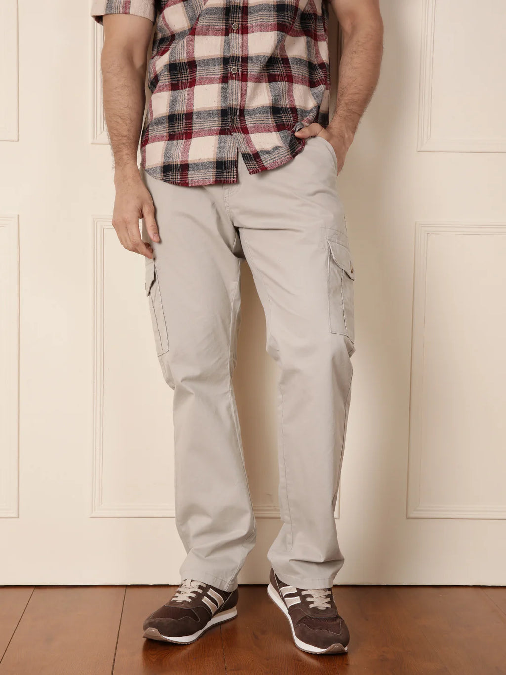 Peached Cotton Cargo Trouser | Light Grey