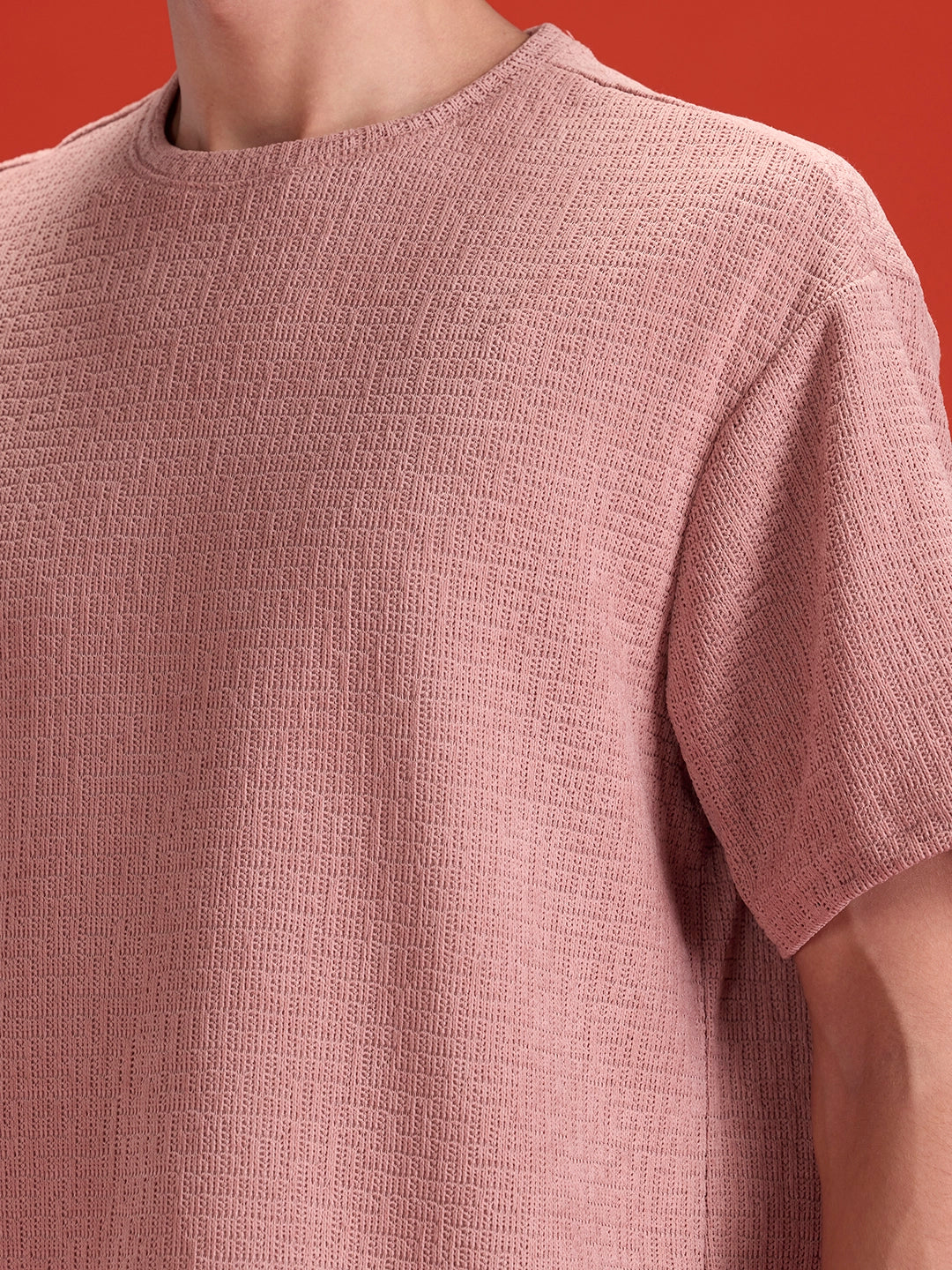 Men's Textured Oversized T-shirt  |  Peach