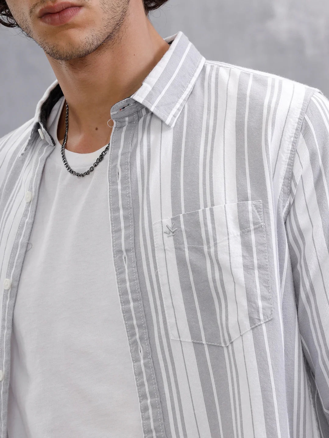 Micro Cord Stripes Shirt | Grey