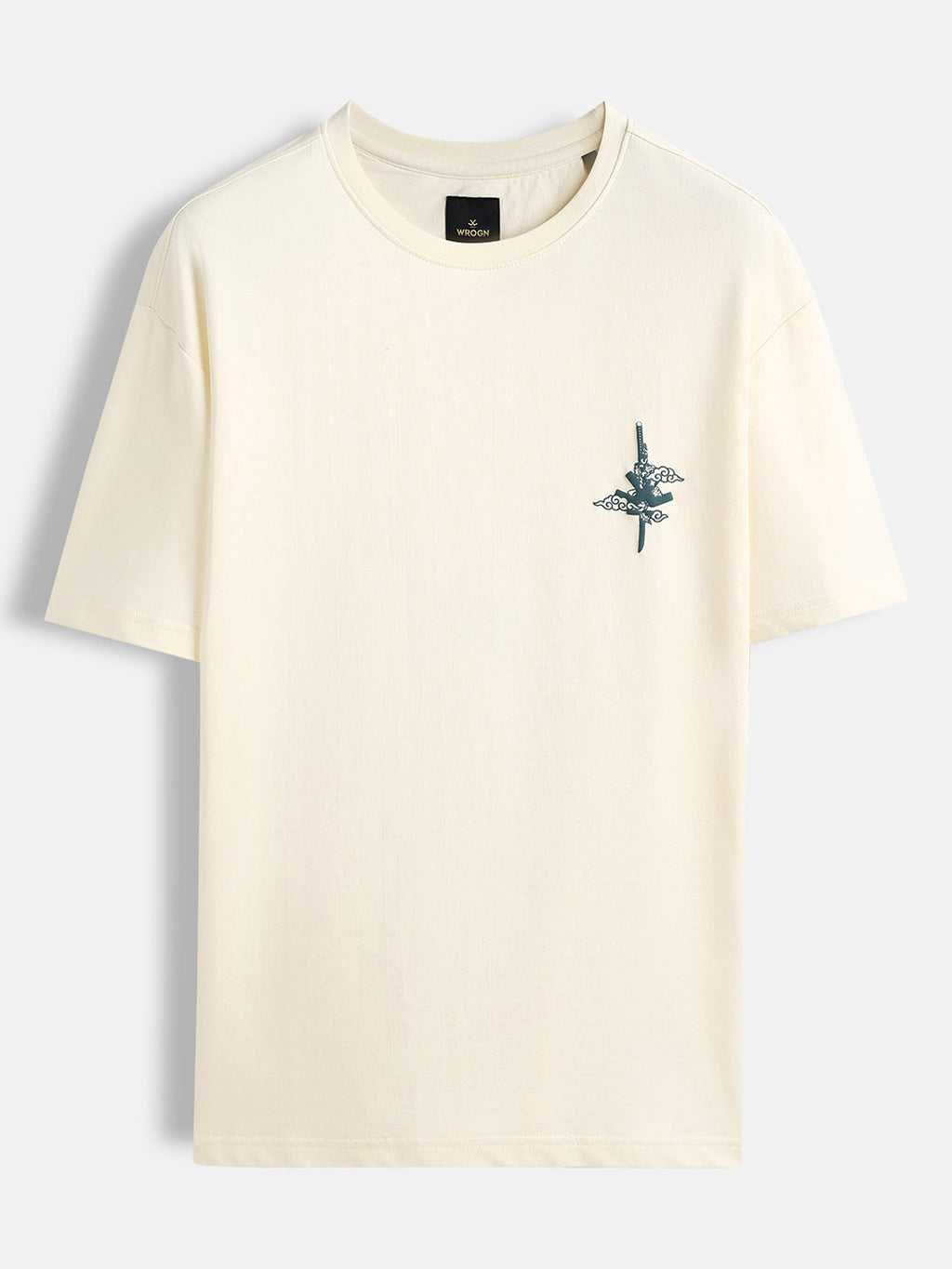 Puff print chest motif oversized tshirt | Off white