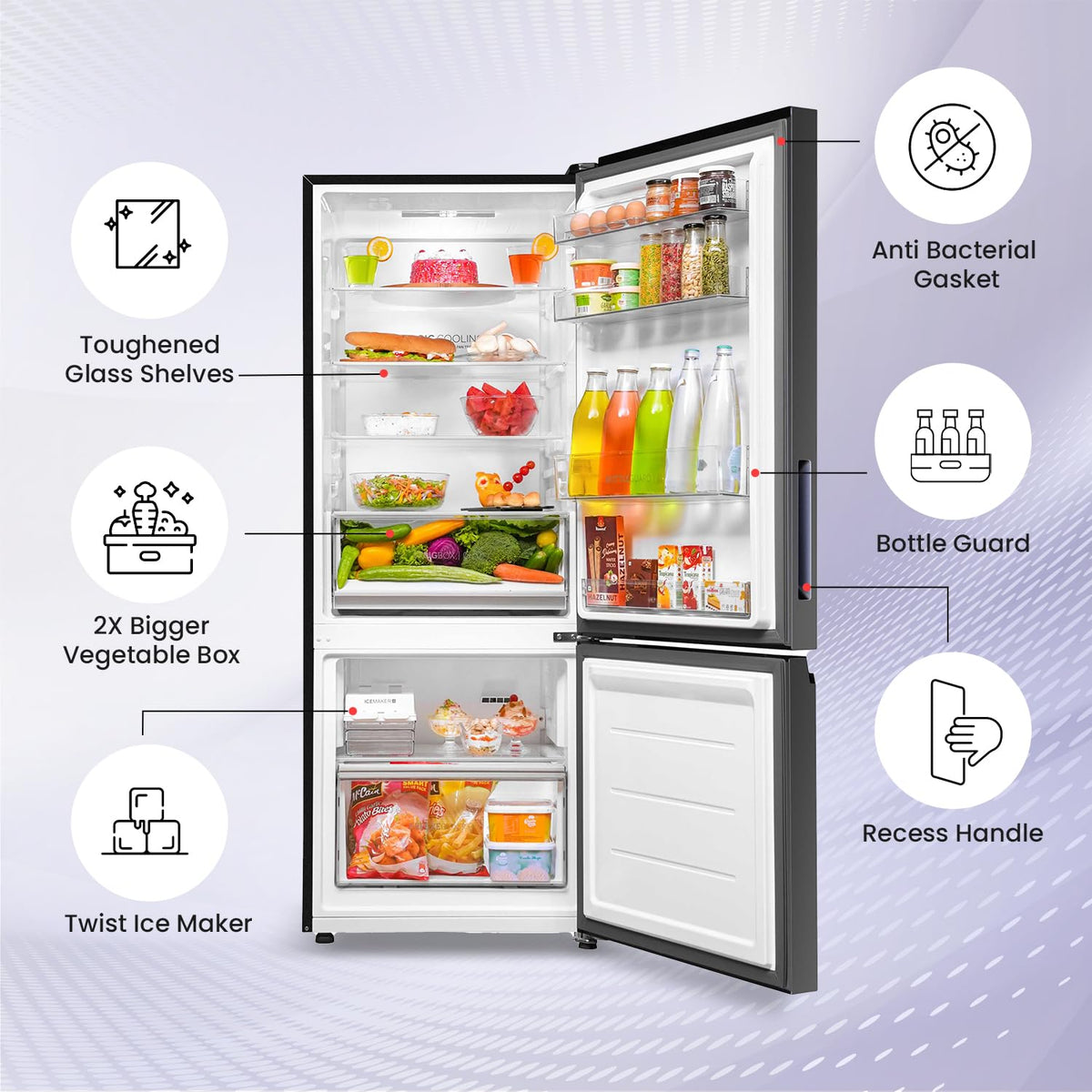 Haier 325 L, 3 Star, Convertible 14-in-1, Triple Inverter & Fan Motor Technology, with Display Frost Free, Bottom Mounted Double Door Refrigerator (HEB-333GB-P, GE Black)