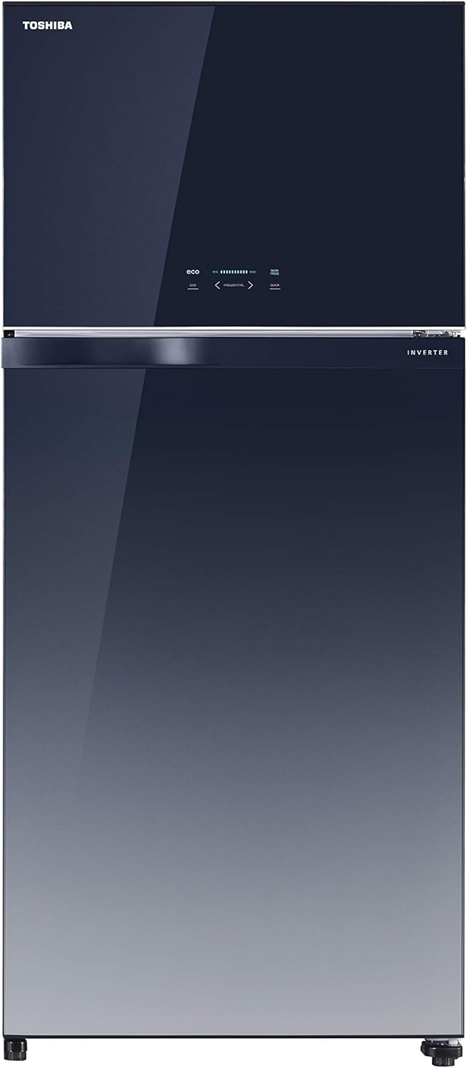 Toshiba, Frost Free, Double Door, 608 Ltrs, Real Inverter, 1 Star, Black Glass Finish, Auto Ice Maker,GR-RT835WE-PGI(22)