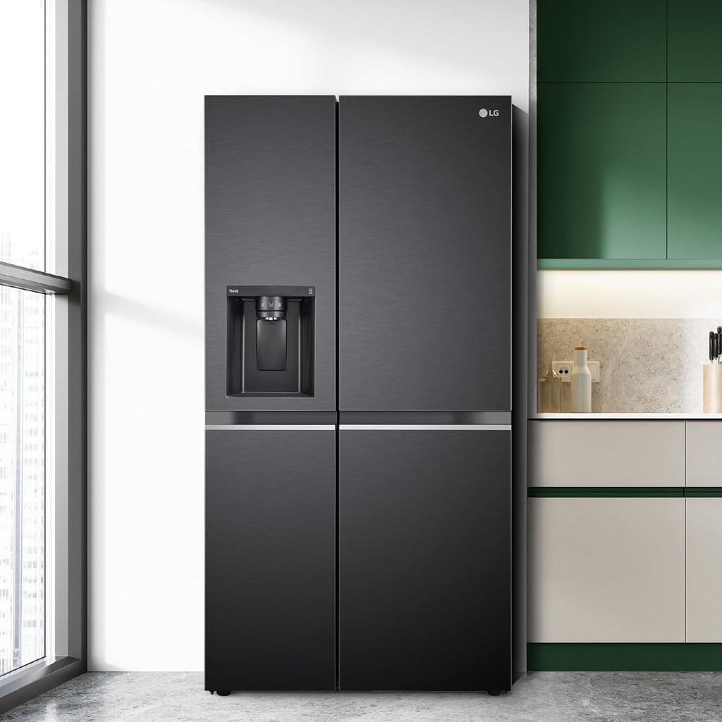LG 630 L, 3 Star, Frost-Free, Double Door, Door Cooling+, Hygiene Fresh+, Smart Inverter, Wi-Fi Convertible Side By Side Refrigerator with AI ThinQ (GL-L257CMC3, Matt Black, Ice & Water Dispenser)