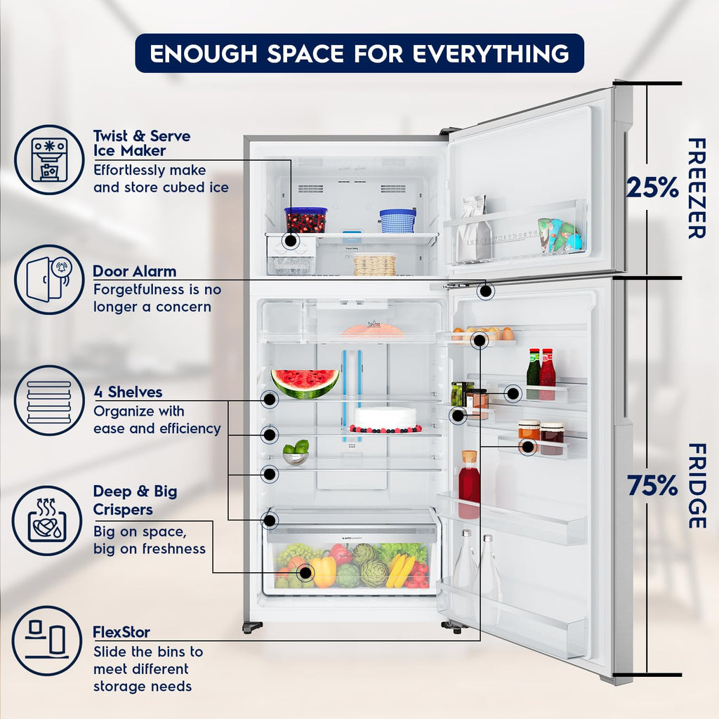 Electrolux 573L Frost Free Inverter Double Door Refrigerator, Top Freezer, TasteLockAuto & TasteGuard Technology, Arctic Silver Steel, UltimateTaste 500, ETE5700C-A | Open Box like New |