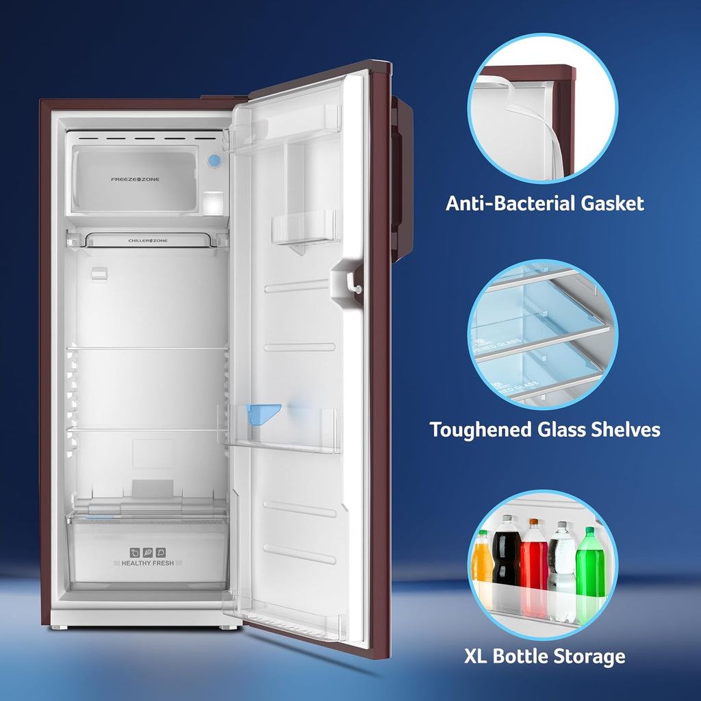 Acer 190L 2 Star Direct-Cool Single Door Refrigerator (AiSense, AR190AD2FWTD, WINE FLOWER TIANA)