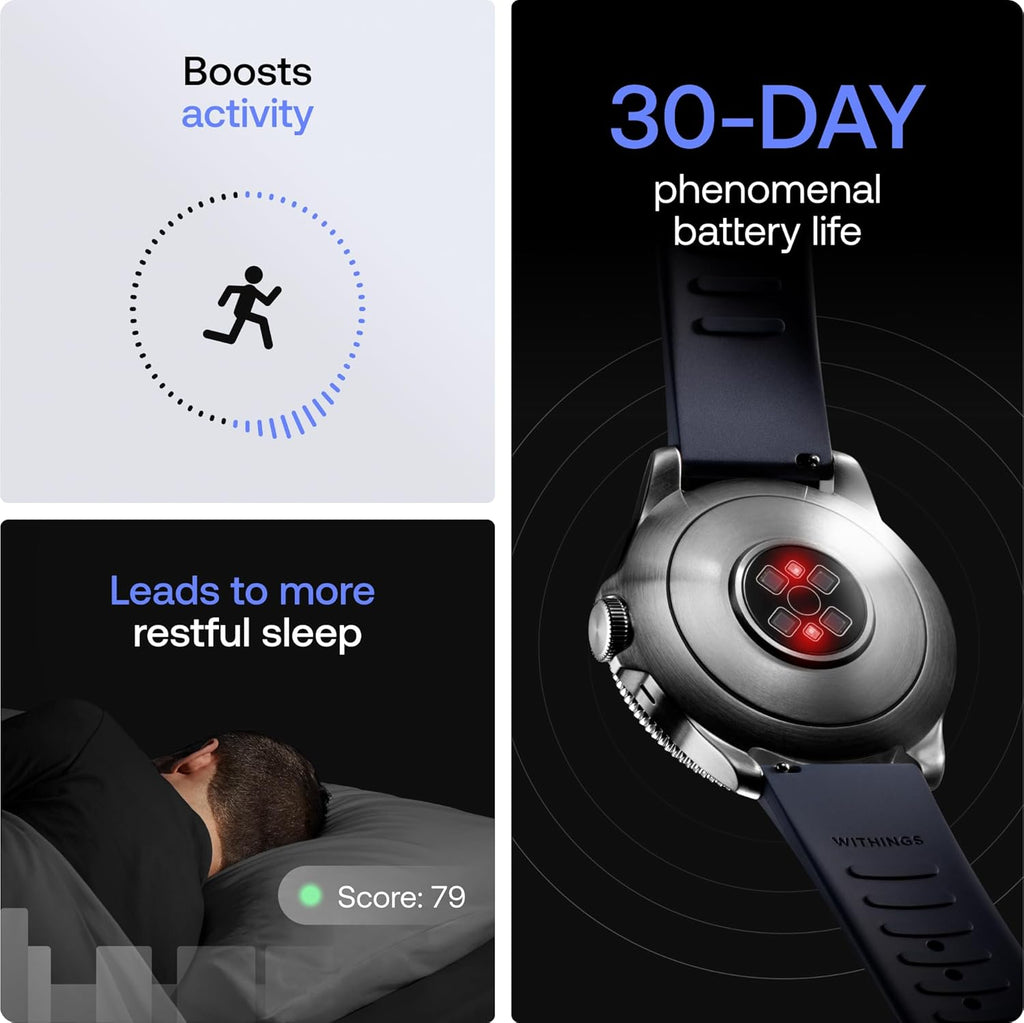 Withings ScanWatch Nova, Heart Health Hybrid Smartwatch for Men & Women - ECG, with SPO2, Temperature Monitoring, Sleep, Respiratory Health, Cycle Monitoring, 30-Day Battery Life, iOS & Android, Blue