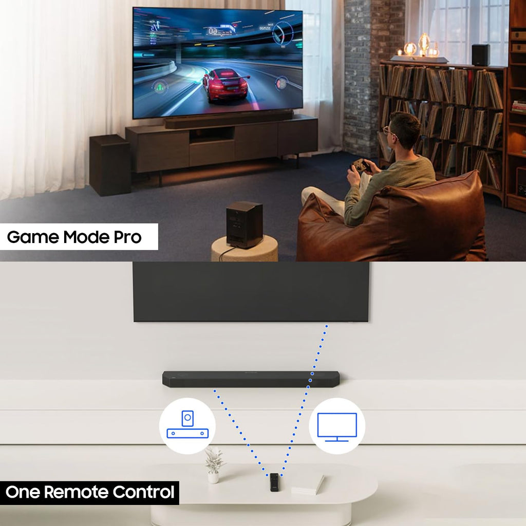 Samsung 656 W 11.1.4 ch (HW-Q990D/XL) Wireless Dolby Atmos Soundbar with Subwoofer, Center/Up/Side Firing Speakers, Surround Sound, Built-in Alexa, AirPlay2, Wi-Fi, Bluetooth, HDMI (Graphite Black)