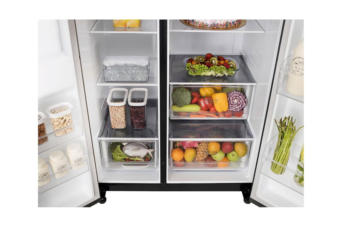 LG 650L Side-by-Side Refrigerator, Convertible, Multi-Air Flow Western Black, 3 Star (GL-B257JWB3)