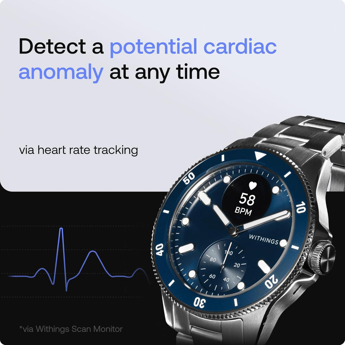 Withings ScanWatch Nova, Heart Health Hybrid Smartwatch for Men & Women - ECG, with SPO2, Temperature Monitoring, Sleep, Respiratory Health, Cycle Monitoring, 30-Day Battery Life, iOS & Android, Blue
