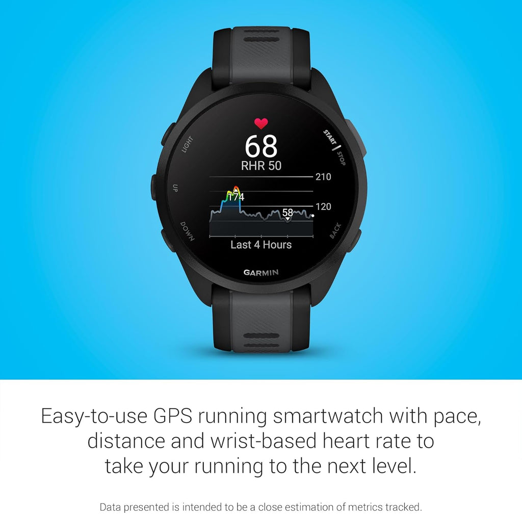 Garmin Forerunner 165, Running Smartwatch with GPS, Colorful AMOLED Display, Training Metrics and Recovery Insights, (Black/Salte Gray)