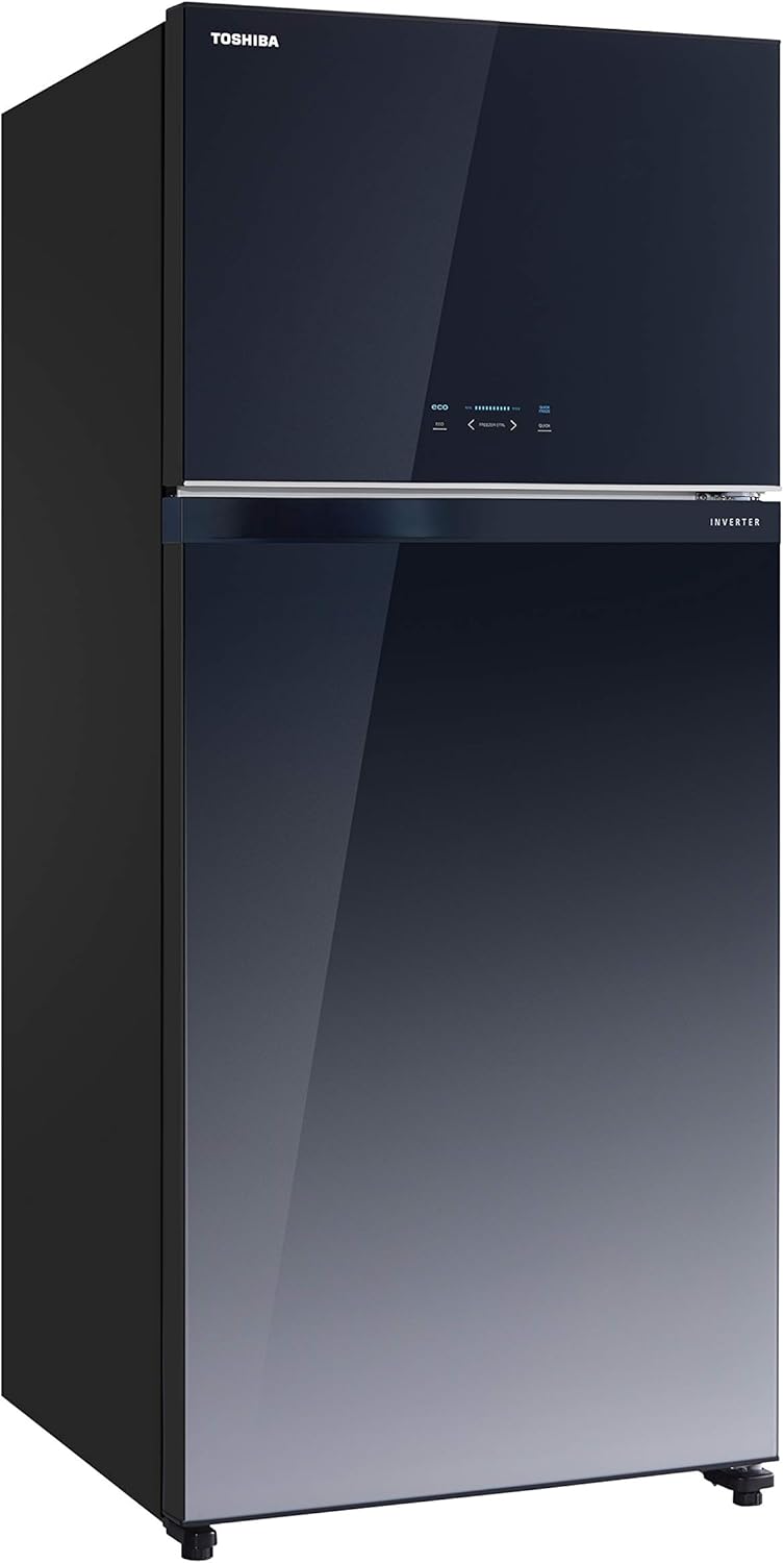 Toshiba, Frost Free, Double Door, 608 Ltrs, Real Inverter, 1 Star, Black Glass Finish, Auto Ice Maker,GR-RT835WE-PGI(22)